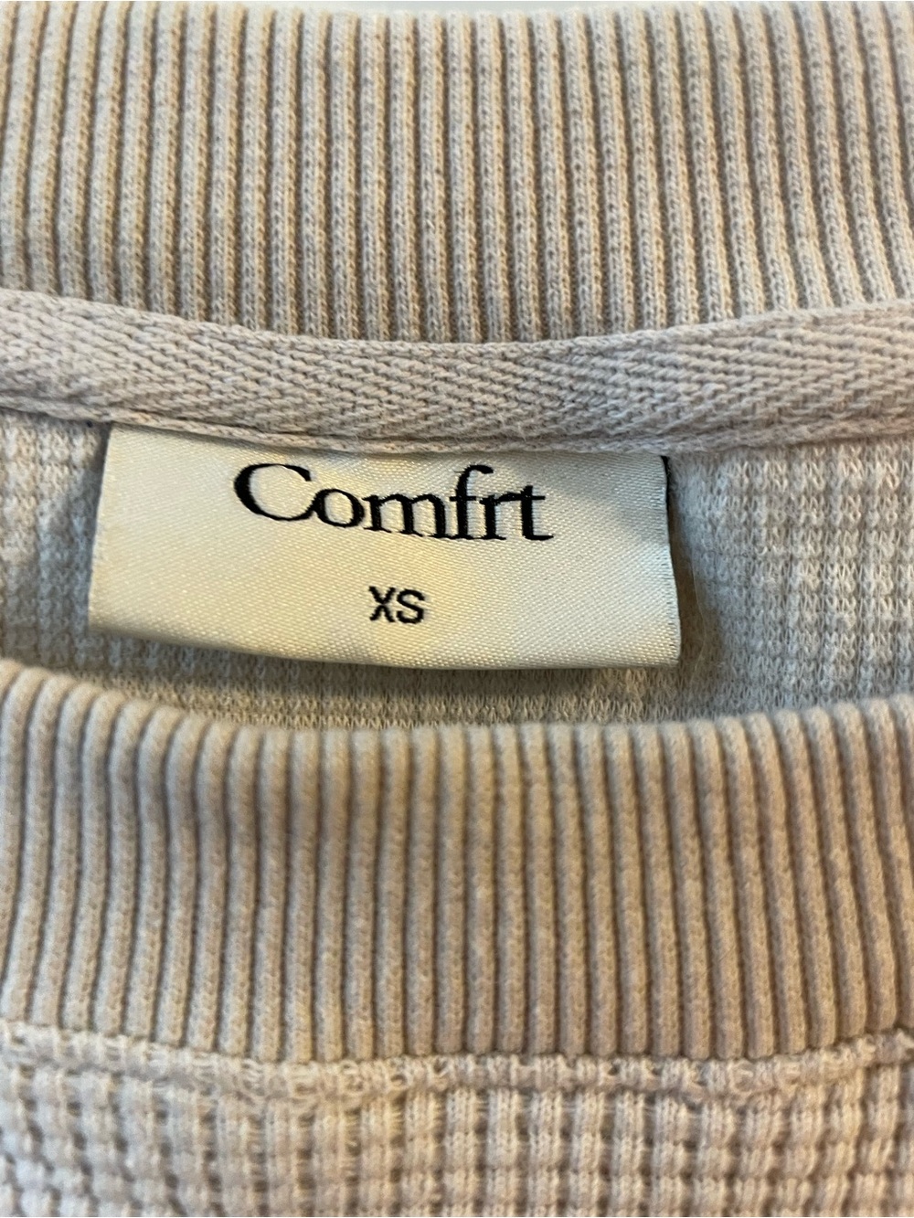 Comfrt Waffle Knit Lounge Long Sleeve in White Dove - Picture 3 of 3